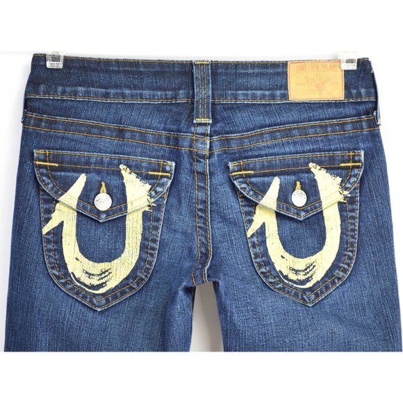 True Religion Jeans World Tour Size 28 Dark Denim Flap Pockets - Picture 4 of 6